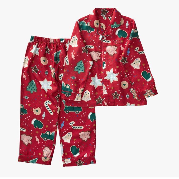 Pottery Barn Rifle Paper Co. Gingerbread Cookie Flannel Pajama Set 3T - Picture 1 of 10